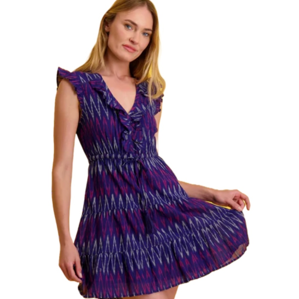 Mer St Barth: Giselle Women's Mini Dress Multi Navy Ikat